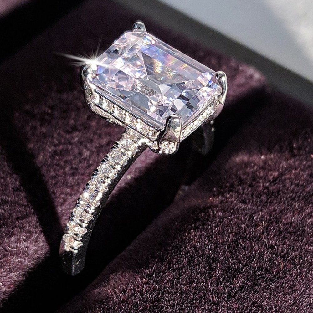NEW 3.5 Carat Emerald Cut Pave Engagement Ring